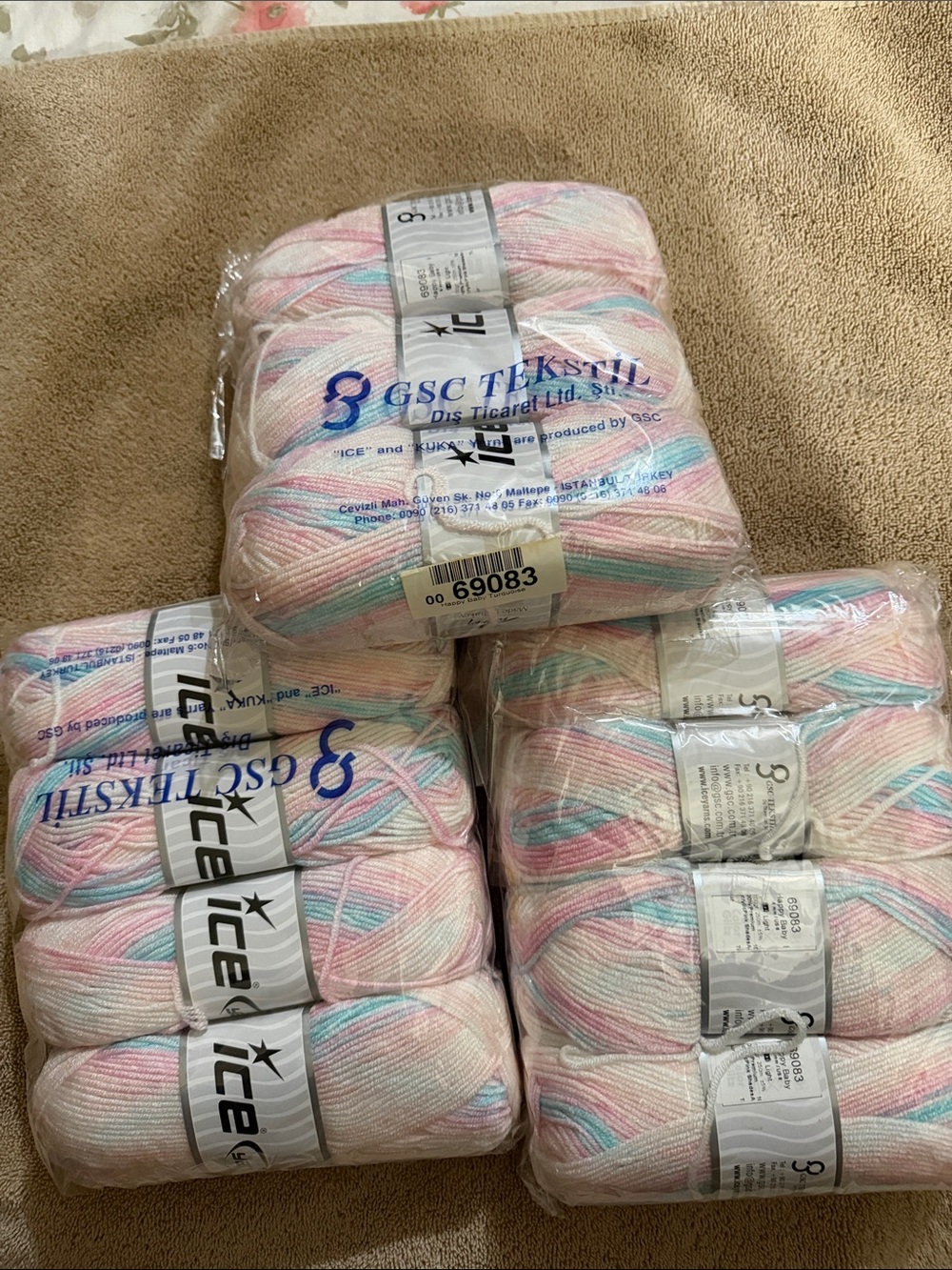 Ice Pastel Variegated Baby Yarn - Pink, Blue, Cream